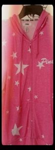 Victoria's Secret hot pink & stars zip up hoodie
